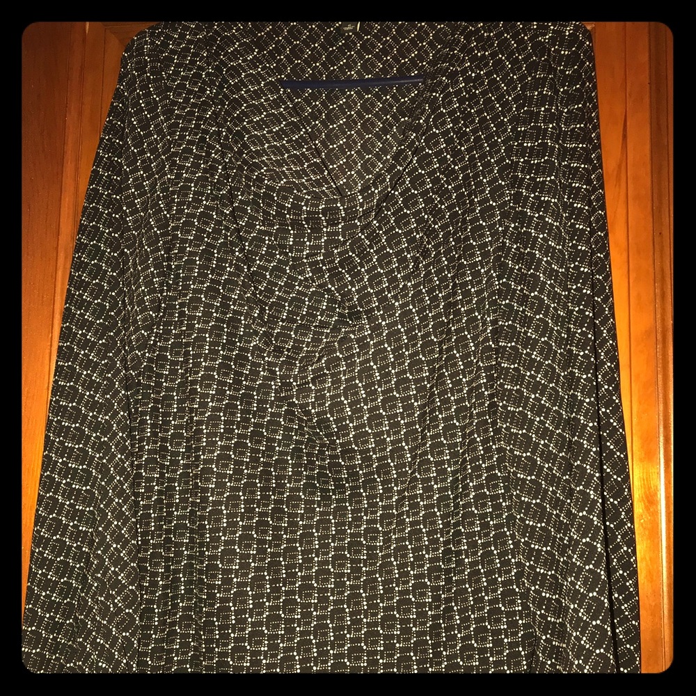 Ann Taylor black with white geo design cowl neck